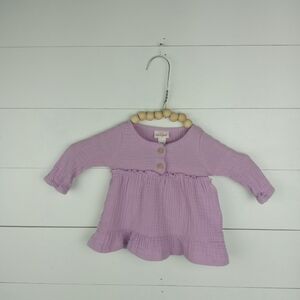 Cat & Jack girls size 0-3 mos lilac purple muslin long sleeve top wooden look